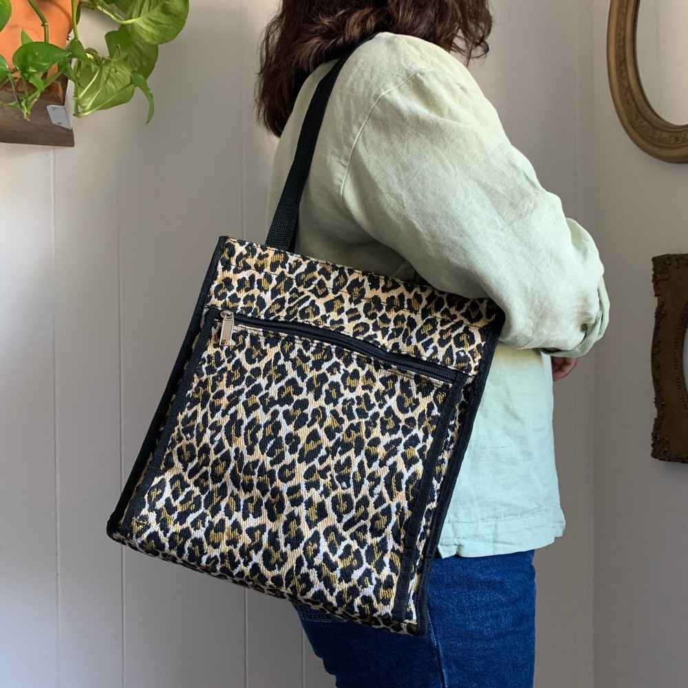 Leopard Print Canvas Tote Bag